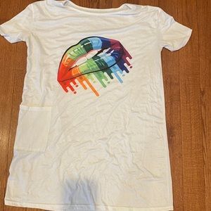 White rainbow lip top